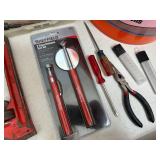 Bucket of Hand Tools, Hardware, Clamps, and More