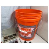 Bucket of Hand Tools, Hardware, Clamps, and More