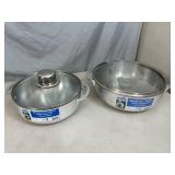 2 New Aluminum Caldero Pans with Glass Lids