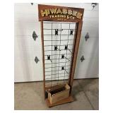 Double Sided Rolling Retail Rack with Hooks and Removable Sign