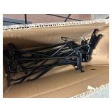 Double Sided Rolling Retail Rack with Hooks and Removable Sign