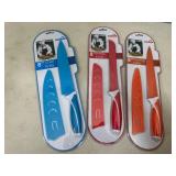 3 New Ceramic Coated Kitchen Knives with Sleeves