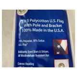 New 3 x 5 ft American Flag with Pole and Bracket