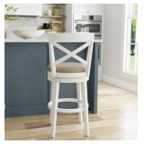 HH2 Home Wood Swivel Bar Chair (White) MSRP - $200