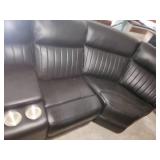 2/3 black leather sectional