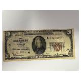 $20.00-1929 Federal Reserve Note, Chicago-AWESOME CONIDITION Free Shipping & Insurance