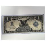 1899 $1 Silver Certificate - BLACK EAGLE, no pin holes, all corners, Free Shipping & Insurance
