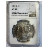 1885-O Morgan-NGC, MS-64-Free Shipping & Insurance