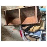 old pictures and corner shelf