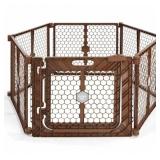 Essentials in The Zone Brown Convertible Plastic Pet Gate & Play Pen