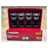 Husky 12 ft. x 1 in. Ratchet Tie-Down Straps with S-Hook (4-Pack)