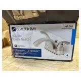 Glacier Bay Builders 4 in. Centerset Double Handle Low-Arc Bathroom Faucet in Brushed Nickel