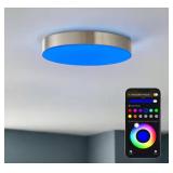 13 in. Light Matte Black Adjustable CCT and Color Changing Integrated LED Ceiling Smart Flush Mount, Powered by Hubspace