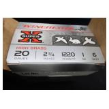 RYOBI BAG AND 3 BOXES MIXED 20 GAUGE SHOT SHELLS