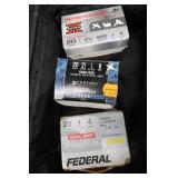 RYOBI BAG AND 3 BOXES MIXED 20 GAUGE SHOT SHELLS