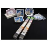 TWO WALLEYE BENCHES AND BRAND NEW STAINLESS STEEL OUTDOOR BBQ SET