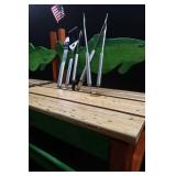 TWO WALLEYE BENCHES AND BRAND NEW STAINLESS STEEL OUTDOOR BBQ SET