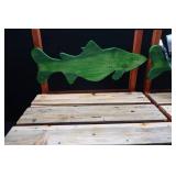 TWO WALLEYE BENCHES AND BRAND NEW STAINLESS STEEL OUTDOOR BBQ SET