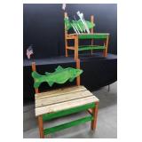 TWO WALLEYE BENCHES AND BRAND NEW STAINLESS STEEL OUTDOOR BBQ SET