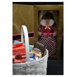AVON EXCLUSIVE WINTER RHAPSODY SPECIAL EDITION BARBIE DOLL AND BASKET OF CARD CAMES