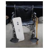 EXTRA LARGE WHEEL CHAIR, 2 CANES, AND BOARD