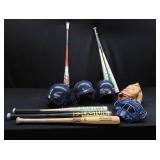 BASEBALL BATS AND HELMETS