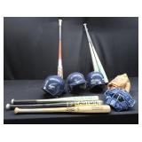 BASEBALL BATS AND HELMETS