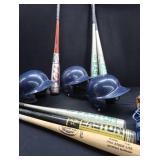 BASEBALL BATS AND HELMETS