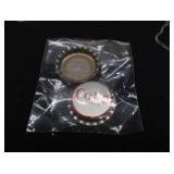 COCA-COLA BOPPING BOTTLE AND BREAK DANCING CAN WITH BONUS COKE NECKLACE AND BOTTLECAPS