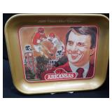 COCA-COLA 1976 ARKANSAS METAL TRAY WITH SEVEN PIECE BELL SODA PITCHER AND BEVERAGE SET