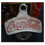 VINTAGE COCA-COLA SERVING TRAY, COLLECTORS TINS, COOLER RADIO, AND BONUS BOTTLE OPENER