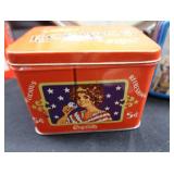 VINTAGE COCA-COLA SERVING TRAY, COLLECTORS TINS, COOLER RADIO, AND BONUS BOTTLE OPENER