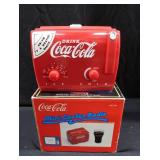 VINTAGE COCA-COLA SERVING TRAY, COLLECTORS TINS, COOLER RADIO, AND BONUS BOTTLE OPENER