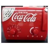 VINTAGE COCA-COLA SERVING TRAY, COLLECTORS TINS, COOLER RADIO, AND BONUS BOTTLE OPENER
