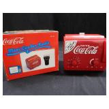 VINTAGE COCA-COLA SERVING TRAY, COLLECTORS TINS, COOLER RADIO, AND BONUS BOTTLE OPENER
