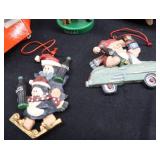 VINTAGE COCA-COLA SERVING TRAYS AND CHRISTMAS ORNAMENTS