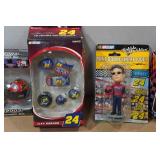 Assorted NASCAR Collectibles - Coasters, Bobblehead, Pocket Knife