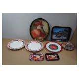 Coca-Cola Plate and Metal Trays