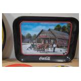 Coca-Cola Plate and Metal Trays