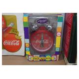Assorted Coca-Cola Collectibles - Alarm Clock, Lighted House ,Tin