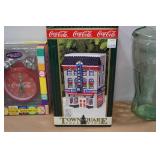 Assorted Coca-Cola Collectibles - Alarm Clock, Lighted House ,Tin