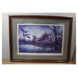 1983 Framed Terry Redlin Print "Backwoods Cabin"