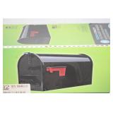 Gibraltar Medium Capacity Post-Mount Mailbox in Black Steel
