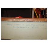 Vintage Wooden Desk with 9 Drawers and Custom Inscription