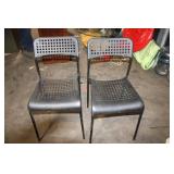 Set of 3 Black Metal Chairs with Perforated Seats
