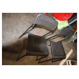 Set of 3 Black Metal Chairs with Perforated Seats