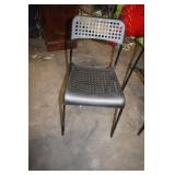 Set of 3 Black Metal Chairs with Perforated Seats