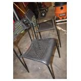 Set of 3 Black Metal Chairs with Perforated Seats