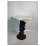 Vintage Marble-Top Side Table with Cherub Design Base