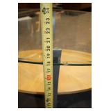 Modern Oval Glass Coffee Table with Wooden Shelf